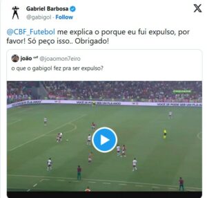 Gabriel Barbosa pediu explicações para a CBF (Foto: Reprodução / Twitter)