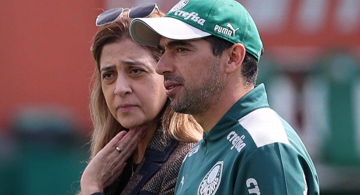 Leila Pereira ao lado de Abel Ferreira; Presidente expõe planos com o treinador (Foto: Reprodução/ Cesar Greco/ SE Palmeiras)