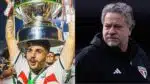 Lucas Beraldo erguendo a taça da Copa do Brasil; Julio Casares aceita vender atleta por fortuna (Foto: Reprodução/ Ettore Chiereguini/ AGIF/  Rubens Chiri/ SPFC/ Montagem)