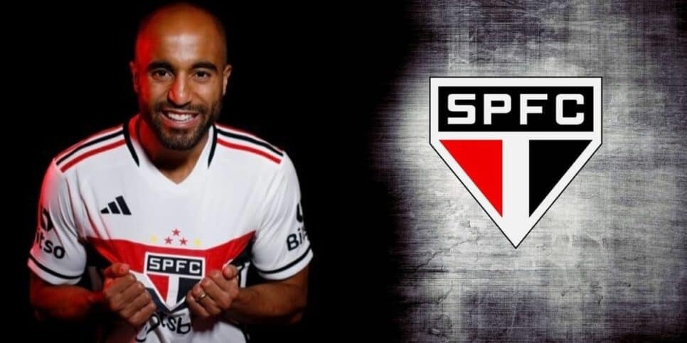 Lucas Moura e logo do São Paulo (Foto: Reprodução / Internet)