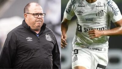 Marcelo Fernandes deve se preocupar com decisão do Santos em vender este atacante (Fotos|: Reprodução/ Ivan Storti/ Santos FC/ Montagem)