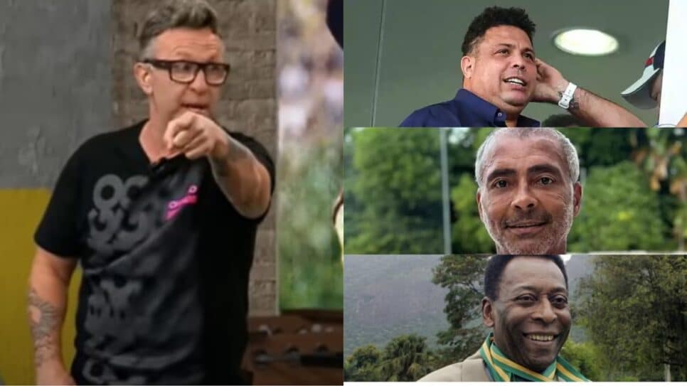 Neto expõe que jogador jovem vai ser melhor que Ronaldo, Romário e Pelé (Fotos: Reprodução/ Os Donos da Bola/ YouTube/ Montagem)