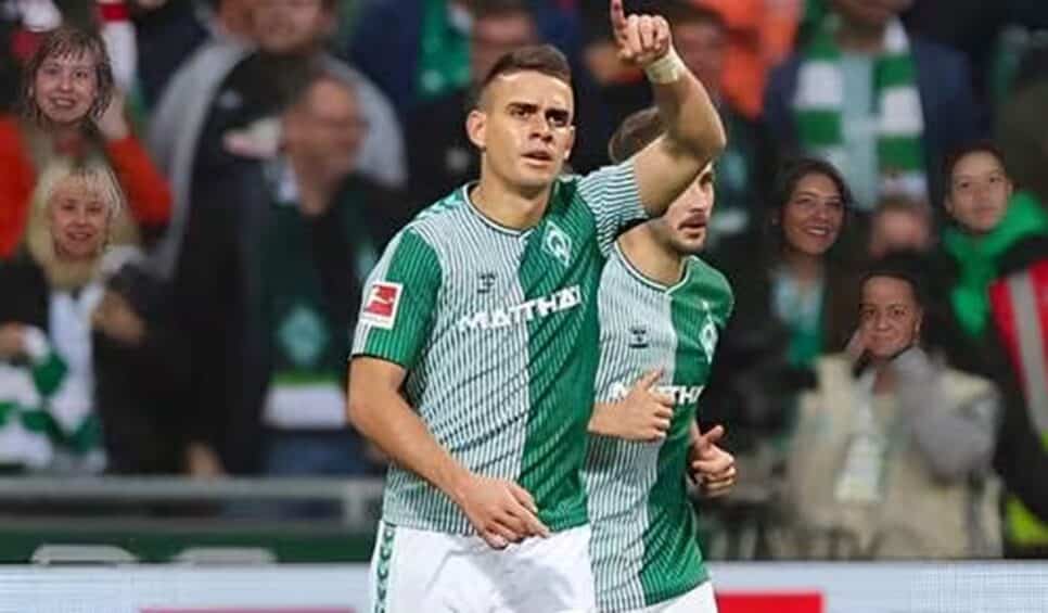 Internacional River Rafael Santos Borré, jogando em clube alemão, é alvo de Leila Pereira no Palmeiras (Foto: Reprodução/ GettyImages)