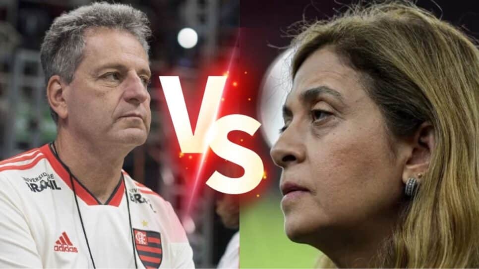 Rodofo Landim vs Leila Pereira; disputa por meia entre Flamengo e Palmeiras é exposta (Fotos: Reprodução/ Gazeta Press/ Thiago Ribeiro/ AIF/ Montagem)