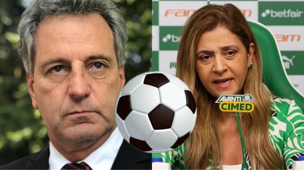 Rodolfo Landim e Leila Pereira, mandatários do Flamengo e Palmeiras, respectivamente (Fotos: Reprodução/ Internet/ Montagem)