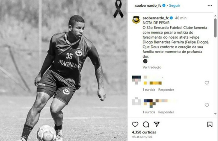 O famoso jogador do São Bernardo, Felipe Diogo foi homenageado nas redes sociais (Foto: Reprodução)