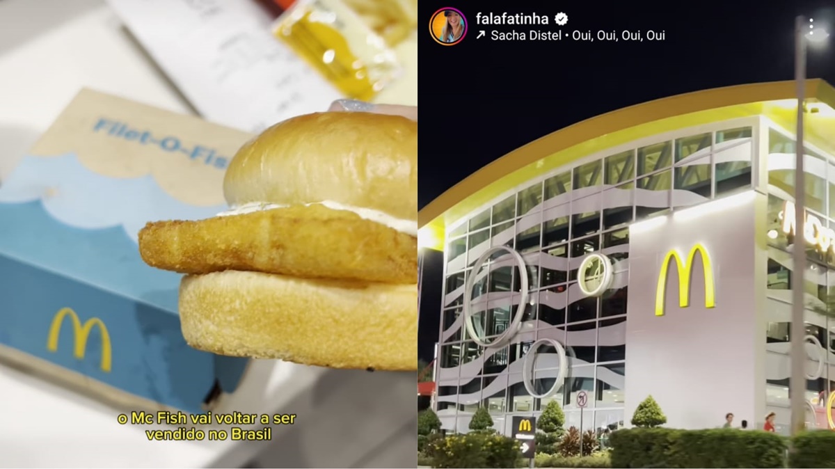 Influencer gastronômica divulga Reels de que comeu McFish em grande unidade do McDonalds fora do Brasil (Fotos: Reprodução/ Fala Fatinha/ Instagram/ Montagem)