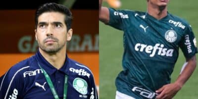 Abel Ferreira, técnico do Palmeiras e Gabriel Veron (Foto: Reprodução / Internet)