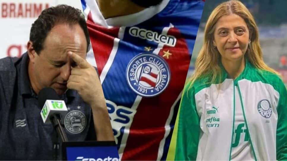 Ceni preocupado: Atleta destaque do Bahia é sondado por Leila, do Palmeiras (Fotos: Reprodução/ Felipe Oliveira/ Bahia/ Cesar Greco/ SEP/ Montagem)