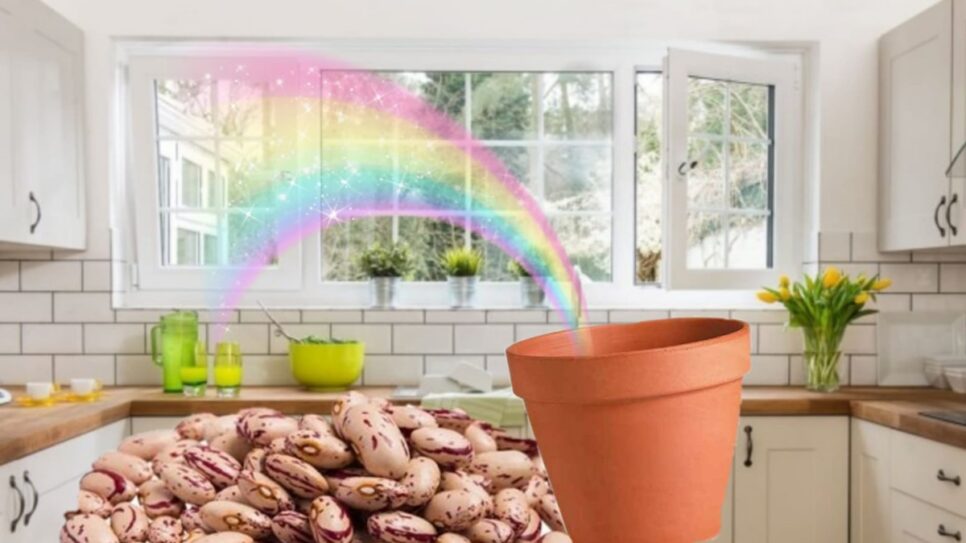 Plante feijão em um vazo e coloque em local estratégico na cozinha para boas energias e abundância (Foto: Reprodução/ FreePik/ Montagem)