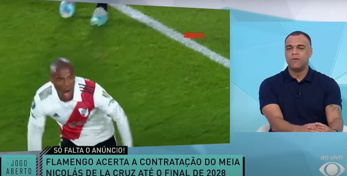 Denílson fala da contratação de De La Cruz pelo Flamengo com o River Plate (Foto: Reprodução/ Jogo Aberto/ YouTube)