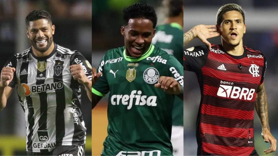 Hulk do Galo, Endrick do Verdão ou Pedro do CRF? Quem vai levantar a taça do Brasileirão 2023 nesta noite? confira (Fotos: Reprodução/ Atlético-MG/ SE Palmeiras/ CR Flamengo/ Montagem)