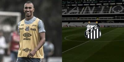 Lucas Braga e logo do Santos (Foto: Reprodução / Internet)