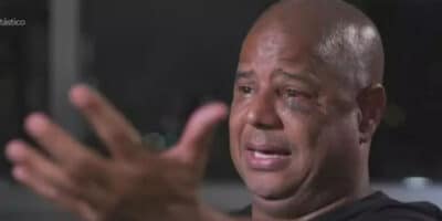 Marcelinho Carioca não consegue se segurar ao expor pânico durante sequestro (Foto: Reprodução/Fantástico)