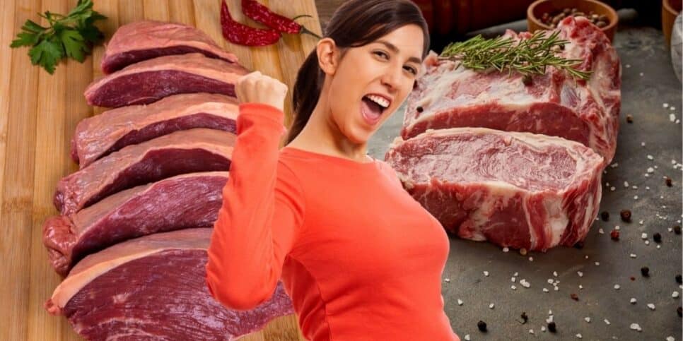 Mulher comemorando redução da carne bovina (Foto: Reprodução / Internet)