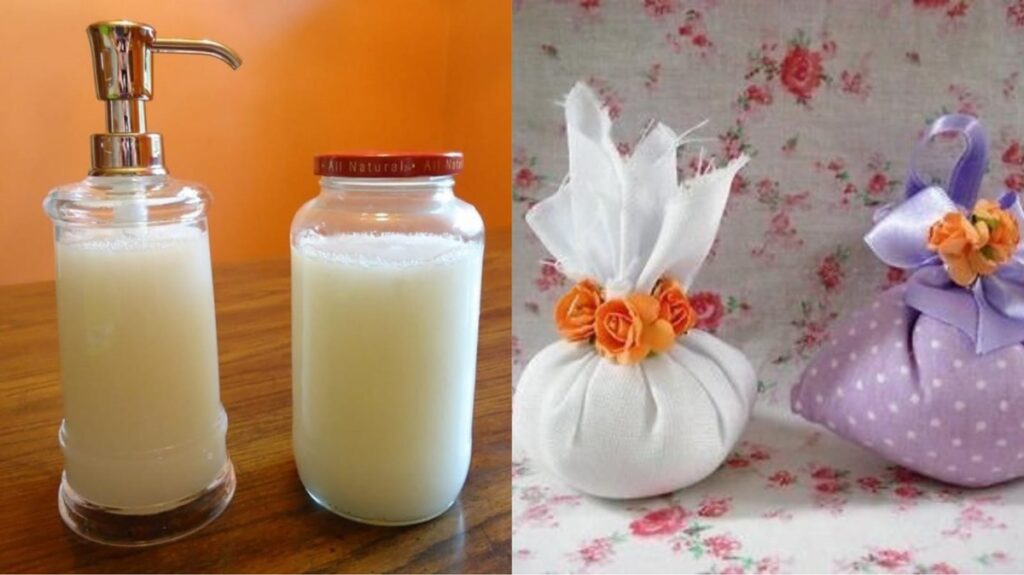 Seus restos de sabonete podem ser transformados em sabonete líquido ou sachês perfumados (Fotos: Reprodução/ Pinterest/ Montagem)