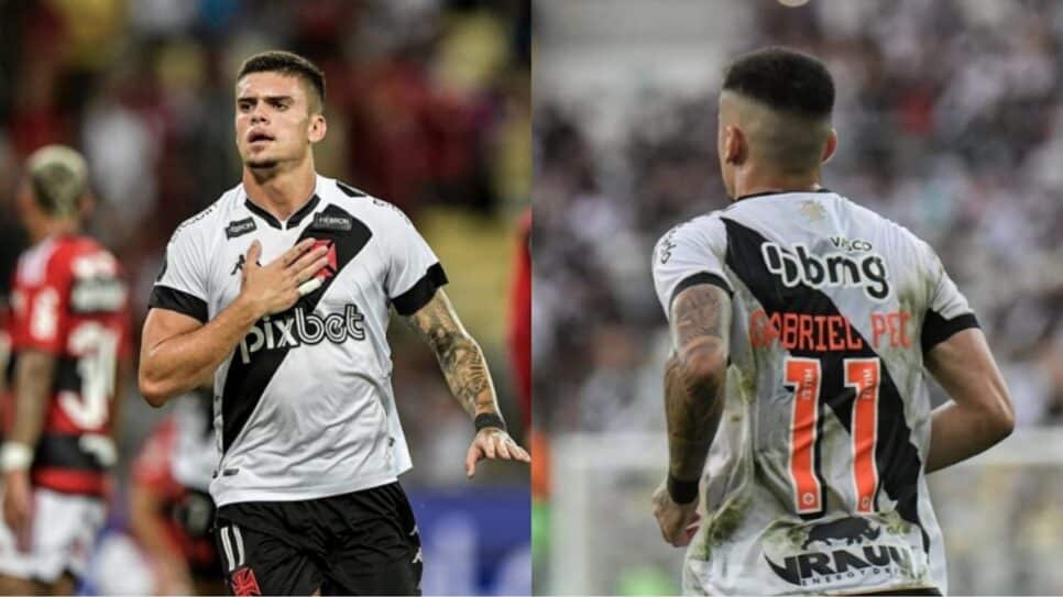 O Camisa 11 do Vasco da Gama, Gabriel Pec, é o grande artilheiro do clube e vira alvo de clubes (Fotos: Reprodução/ Instagram/ Montagem)