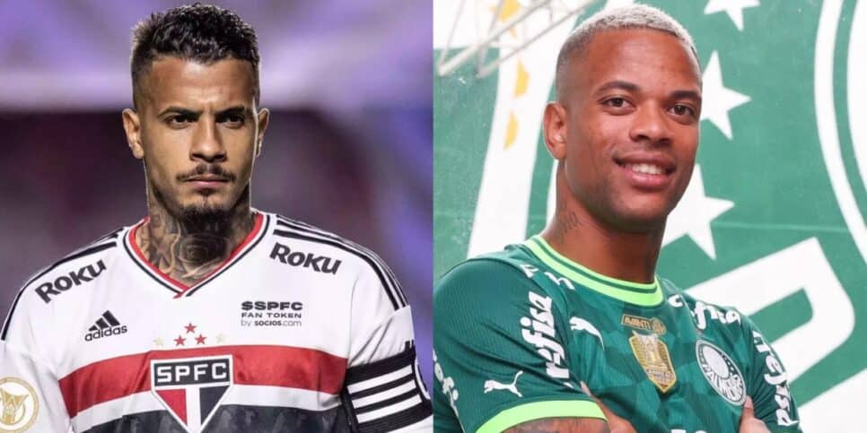 Diego Costa, jogador do São Paulo e Caio Paulista, do Palmeiras (Foto: Instagram/ Divulgação/Palmeiras)