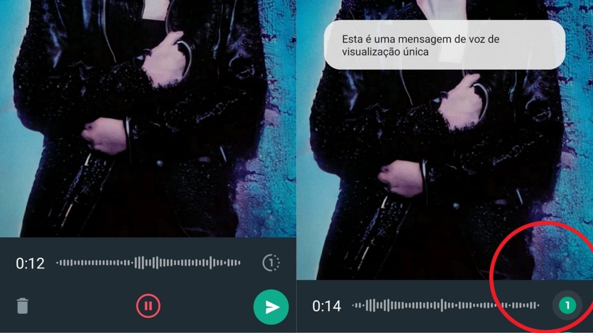 Nova função de enviar áudios de única reprodução no WhatsApp funciona desta maneira (Fotos: Reprodução/ Montagem Gustavo)