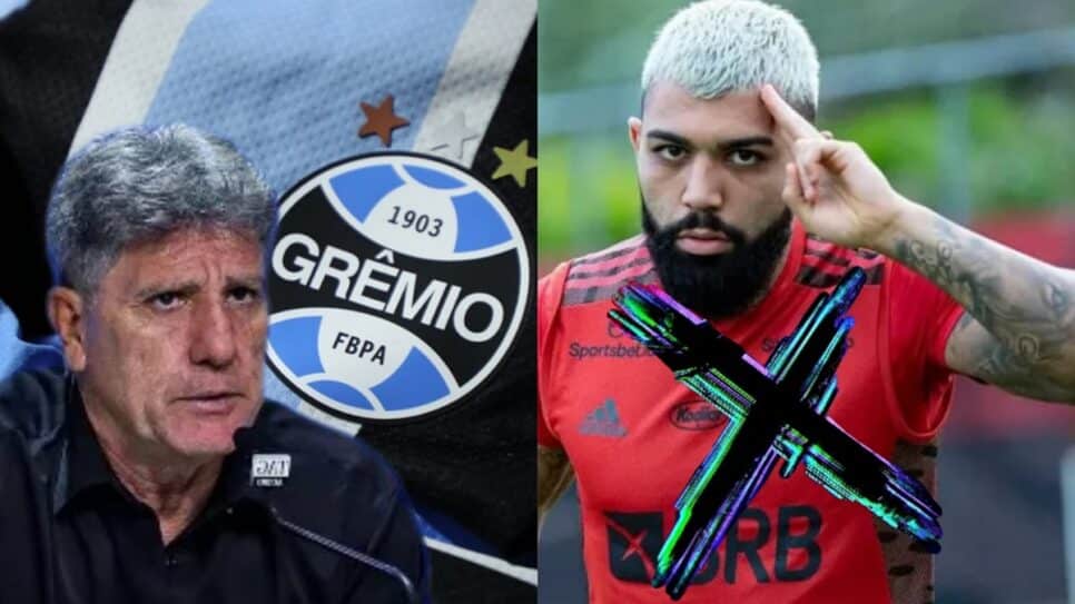 Grêmio nega ligação de Renato Gaúcho a Gabigol (Fotos: Reprodução/ Marcelos Cortes/ CRF/ Lucas Uebel/ Montagem)
