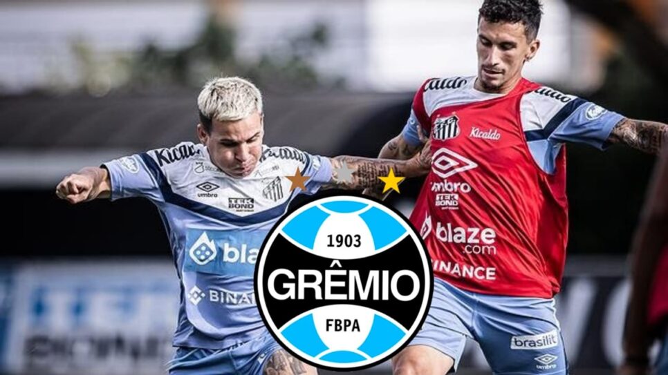 Grêmio não se contenta só com Soteldo e Dodi e quer mais um craque do Santos no elenco (Foto: Reprodução/ Raul Baretta/ SFC/ Montagem)