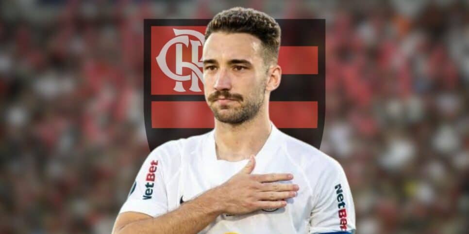 Jogos Léo Ortiz e logo do Flamengo (Foto: Reprodução / Internet)