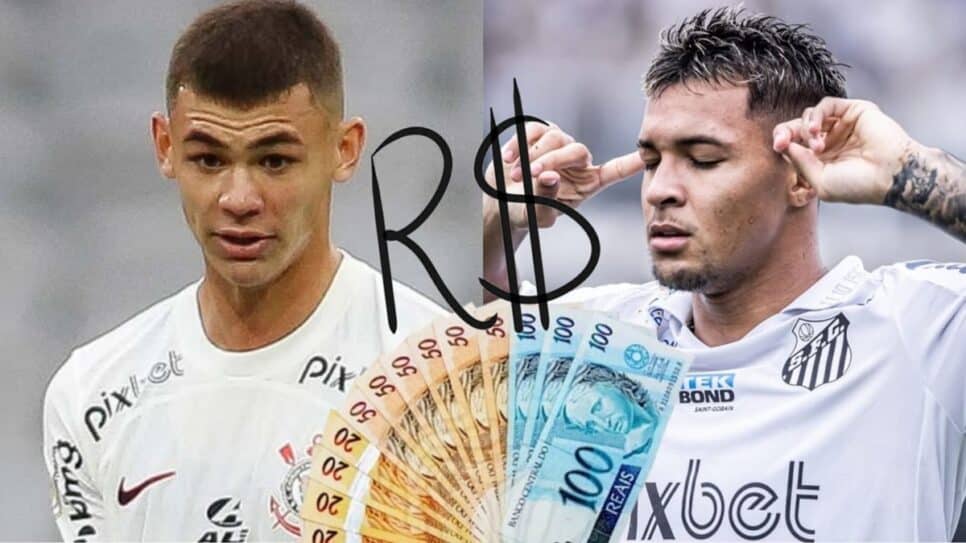 Gabriel Moscardo rende mais grana ao Corinthians do que venda de Marcos Leonardo ao Santos (Fotos: Reprodução/ Instagram/ Ag Corinthians/ Santos FC/ Montagem Gustavo)
