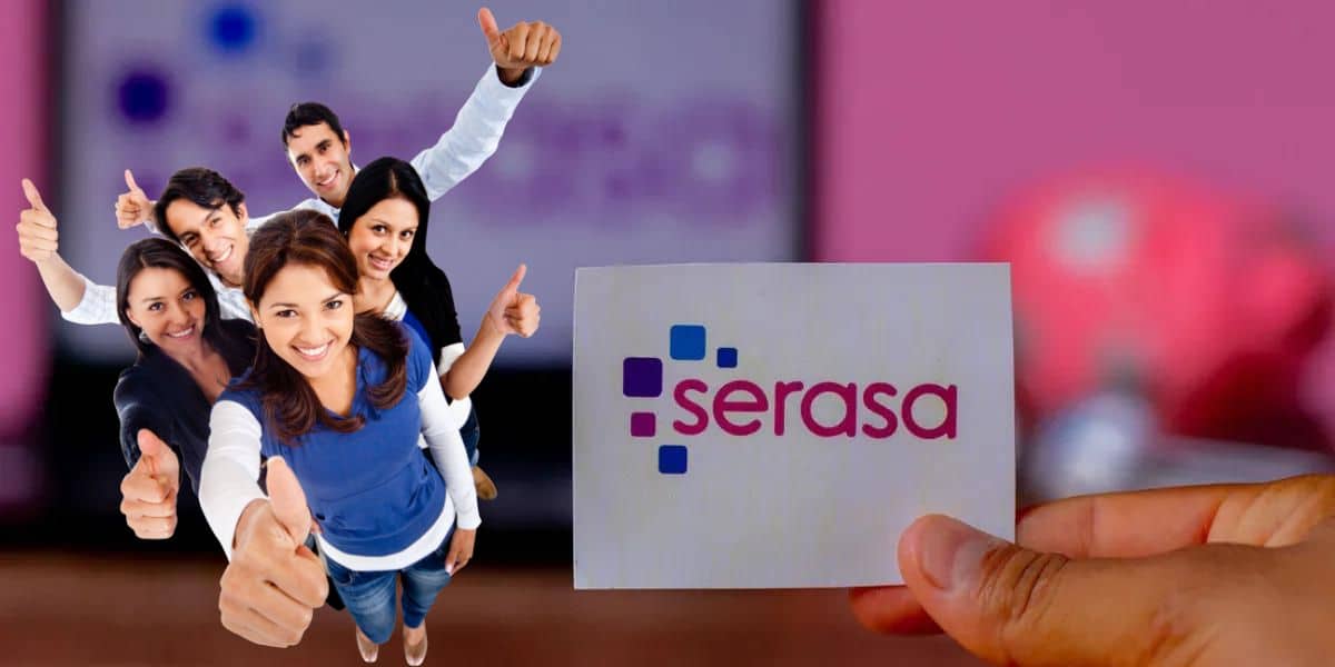 Pessoas felizes e logo da Serasa (Foto: Reprodução / Canva)