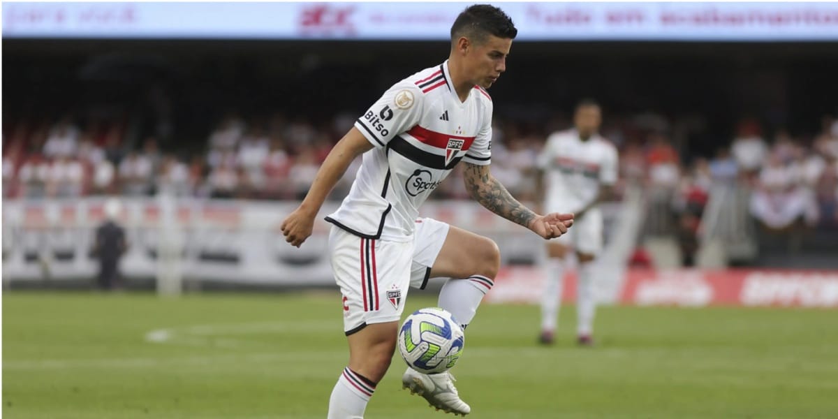 James Rodríguez em jogo com a camisa do São Paulo (Foto: Reprodução/ Nilton Fukuda / SPFC)