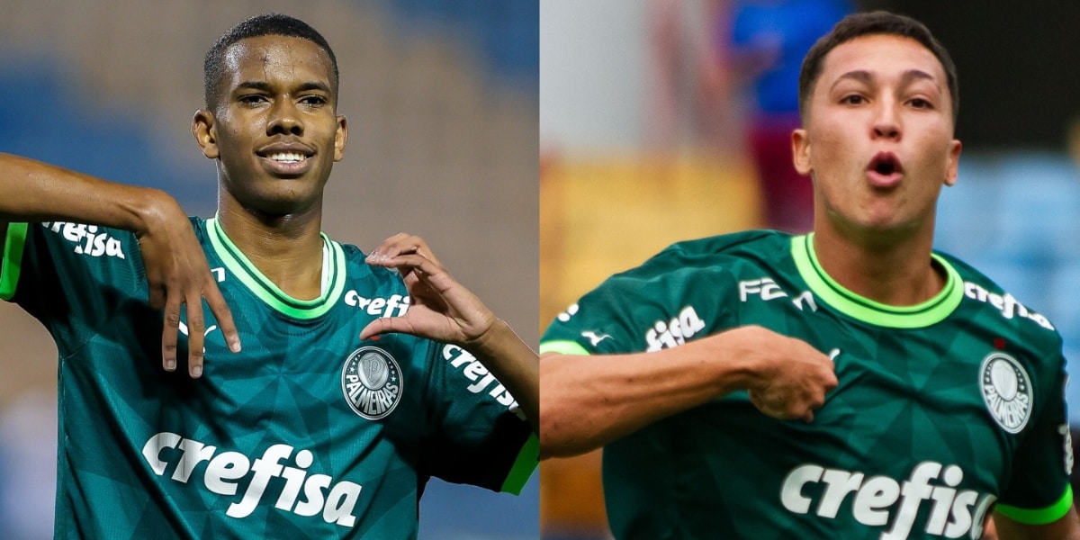 Estêvão e Thalys Henrique jogadores do Palmeiras na mira do Barcelona (Foto: Fabio Menotti/Palmeiras/ VINICIUS NUNES/AGÊNCIA)