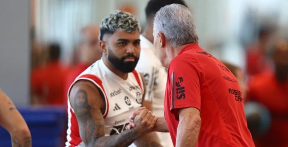Gabigol e Tite (Foto: Reprodução/ Marcelo Cortes/ CRF)