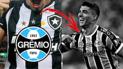 Centroavante do Botafogo é especulado a posição deixada por Luís Suárez no Grêmio; entenda (Fotos: Reprodução/ Divulgação/ Montagem)