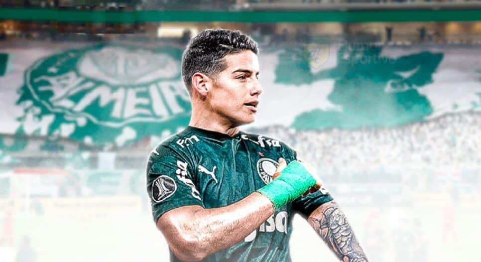James Rodriguez com uniforme do Palmeiras (Foto: Lance! Galerias)