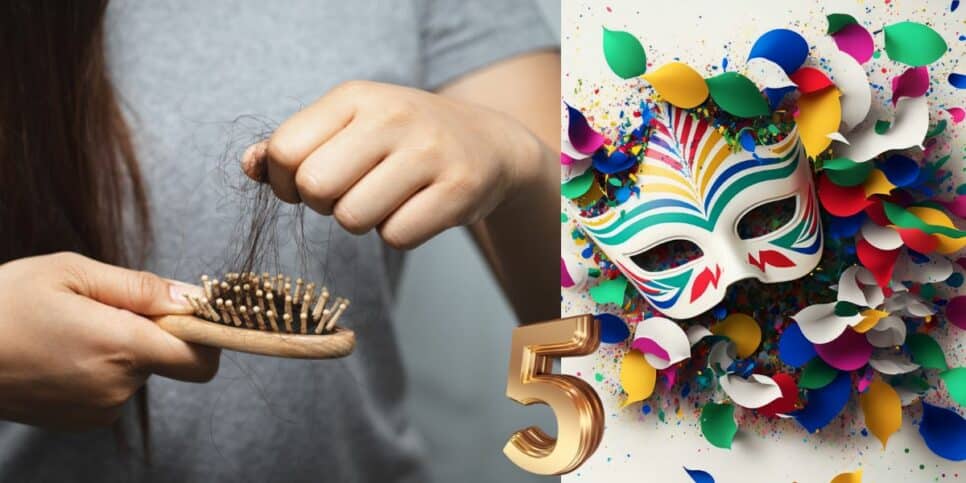 Queda de cabelo e Máscara de carnaval (Foto: Reprodução / Canva)