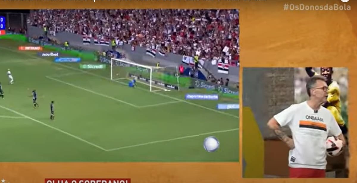 Neto em momento que crava duvida de que atleta fique no São Paulo até fim da temporada (Foto: Reprodução/ Os Donos da Bola/ Band, YouTube)