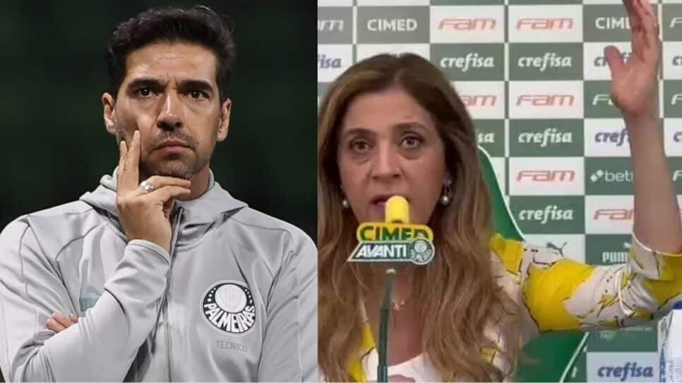 Abel projeta se fica ou não no Palmeiras e Leila estende as mãos para os céus (Foto: Reprodução/ Cesar Greco/ SEP/ Montagem)