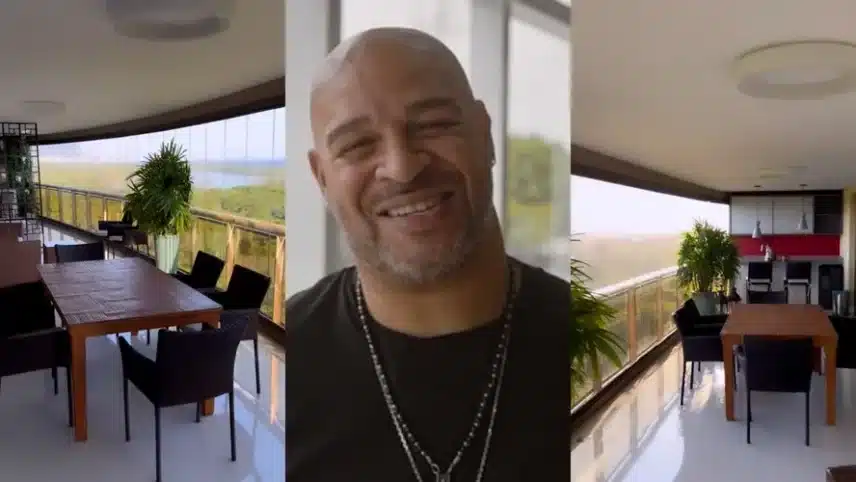 Adriano Imperador exibindo o seu novo apartamento (Imagem: Montagem)