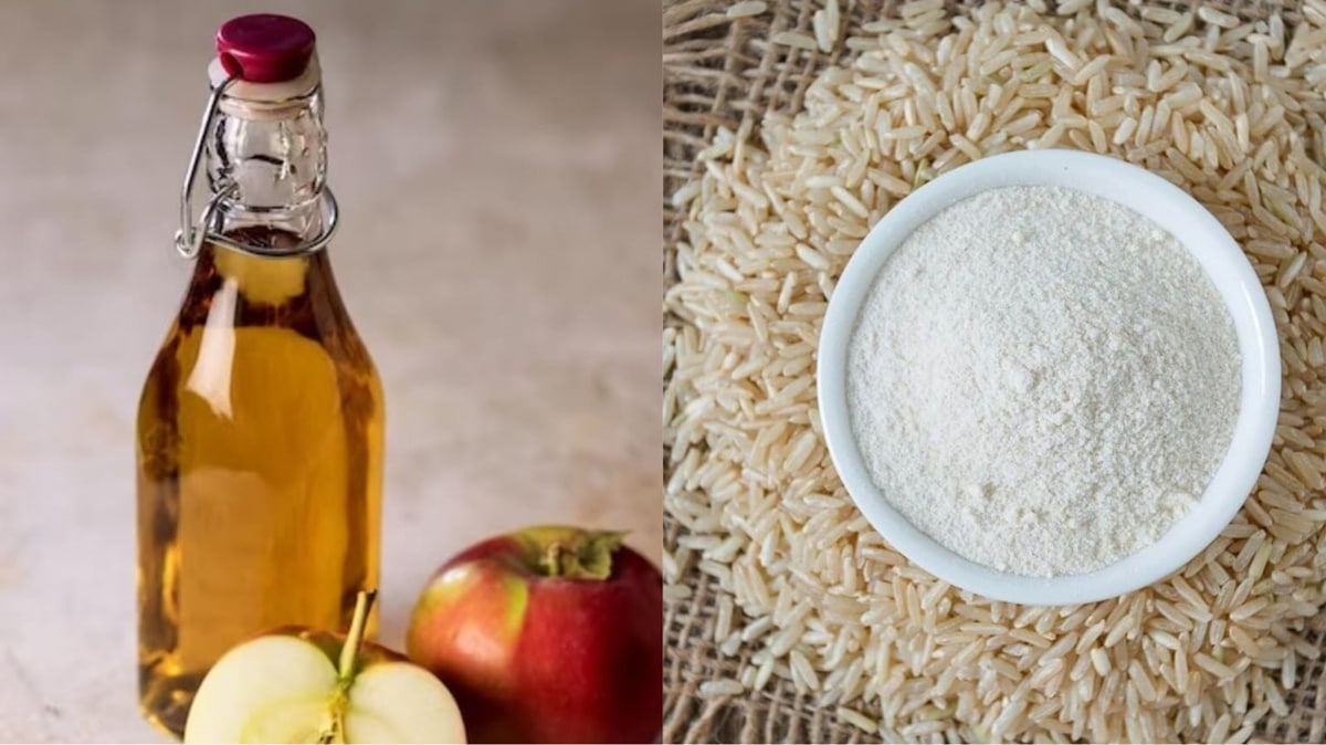 Vinagre de maçã e farinha de arroz são ingredientes milagrosos e solução para eliminar axilas manchadas (Fotos: Reprodução/ FreePik/ Montagem)