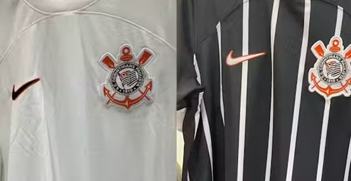 Camisa do Corinthians com patroícinio da Nike a ser estendido (Fotos: Reprodução/ Internet/ Montagem)