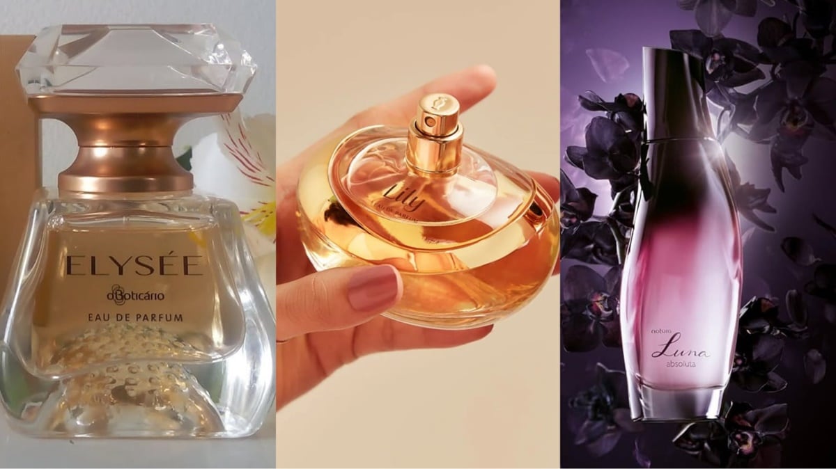 Elyseé do Boticário, Lily Eau de Parfum e Luna da Natura são perfumes para a mulher que atrai elogios dos homens (Fotos: Reprodução/ Divulgação/ Montagem)