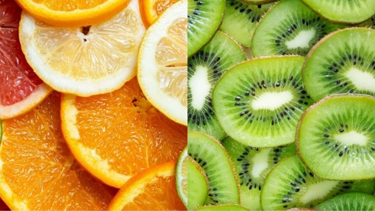 Frutas cítricas: laranja, toranja, kiwi (Fotos: Reprodução/ FreePik/ Montagem)