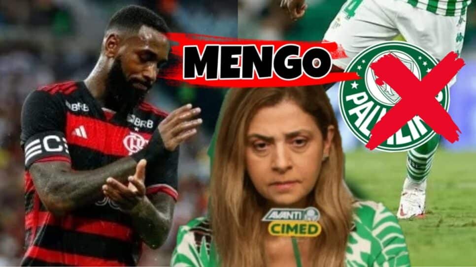 Gerson fora e Flamengo passa a perna em Leila por jogador que era alvo do Palmeiras (Fotos: Reprodução/ CRF/ SEP/ Montagem)