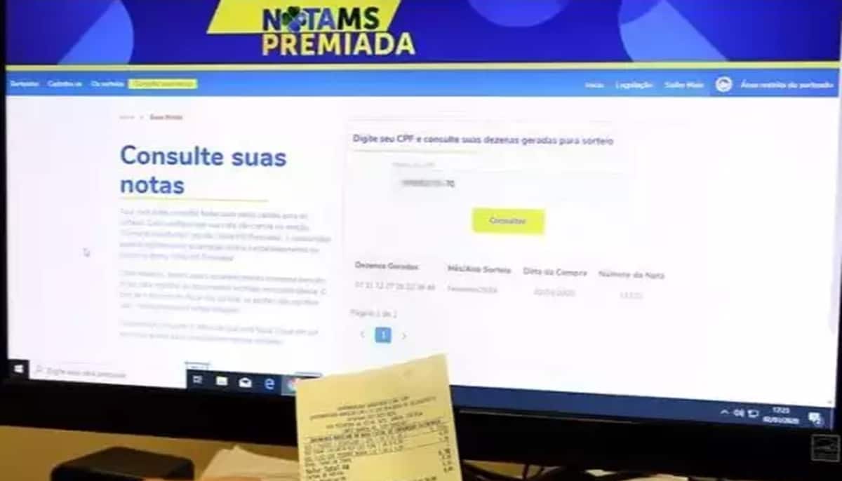 Consulta de cupom fiscal no site da Nota MS Premiada, do governo de Mato Grosso do Sul (Foto: Reprodução/ Internet)