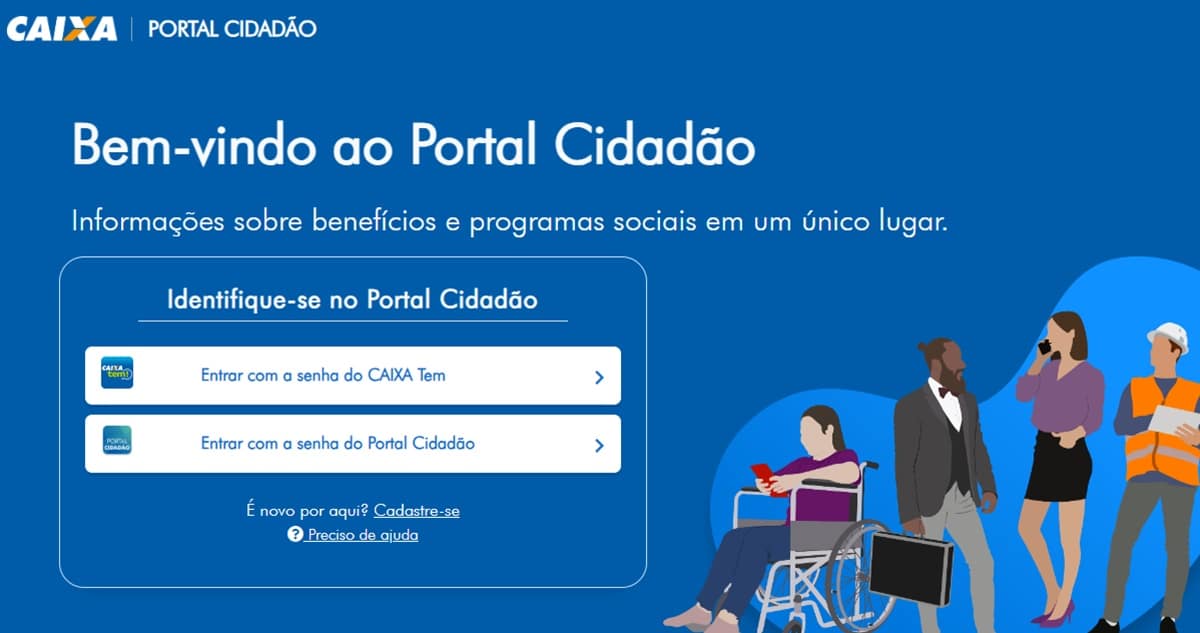 Tela inicial do Portal Cidadão da Caixa (Foto: Reprodução/ Internet)