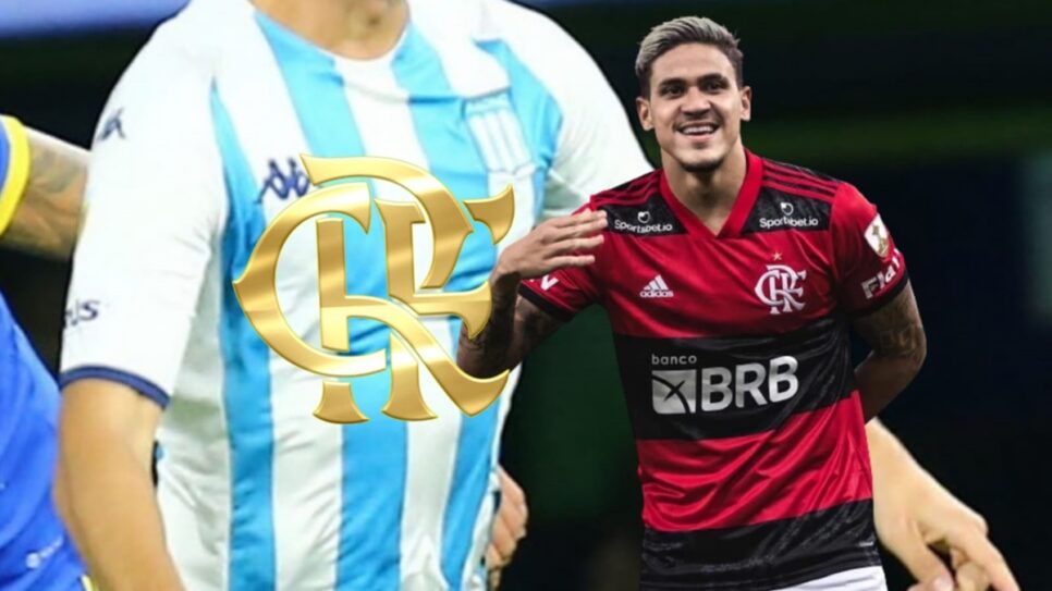 Flamengo quer reforço do Racing para ser poder ao lado de Pedro (Fotos: Reprodução/ Internet/ CRF/ Montagem)