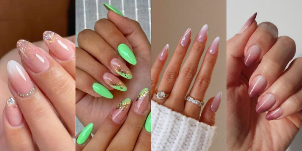 Conheça a tendência de 2024 de unhas ombré amendoadas (Foto: Reprodução/Montagem HoraDoBenefício)