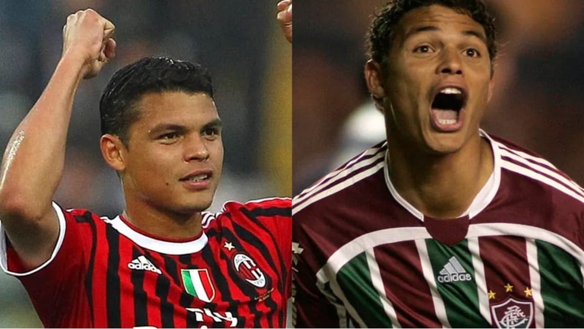 Thiago Silva no Milan e em sua passagem no Fluminense (Fotos: Reprodução/ Getty Images/ Montagem)