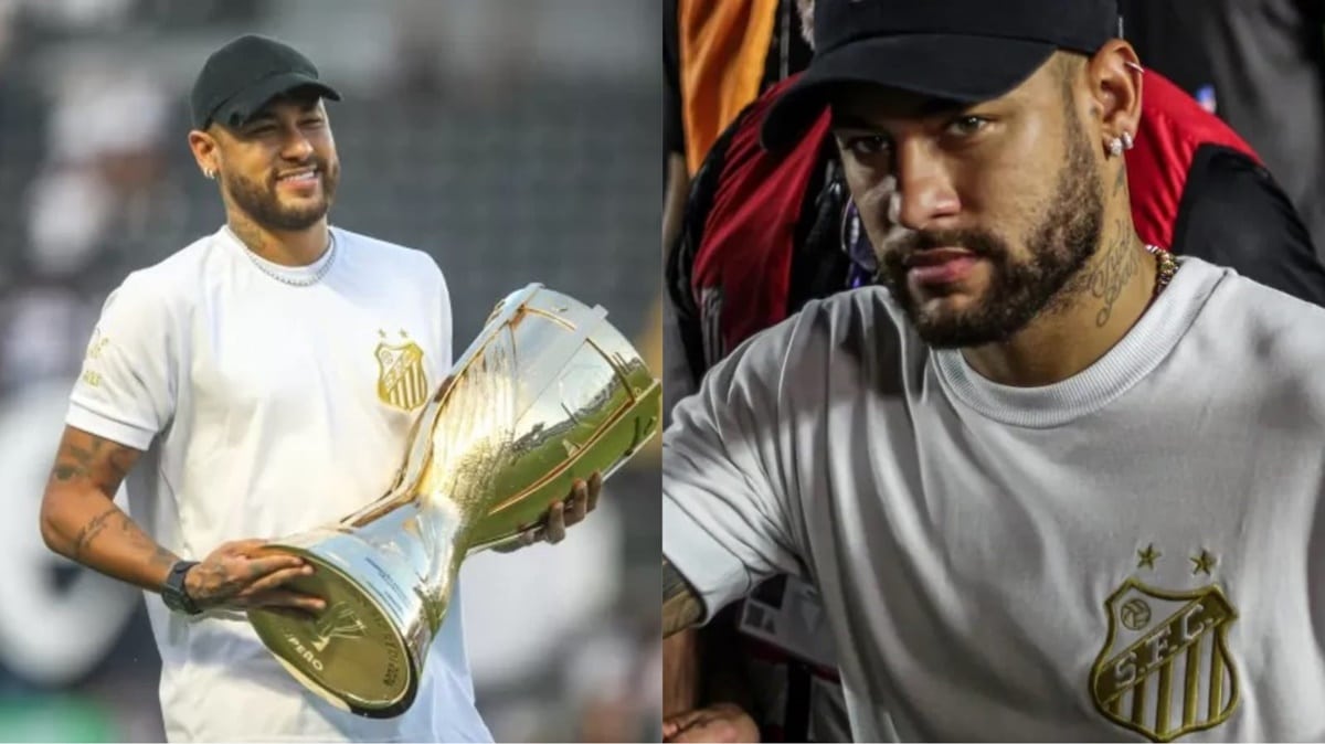 Neymar dá as caras no Santos e revela nos bastidores sua data de volta ao time (Fotos: Reprodução/ Reinaldo Campos/ AGIF)