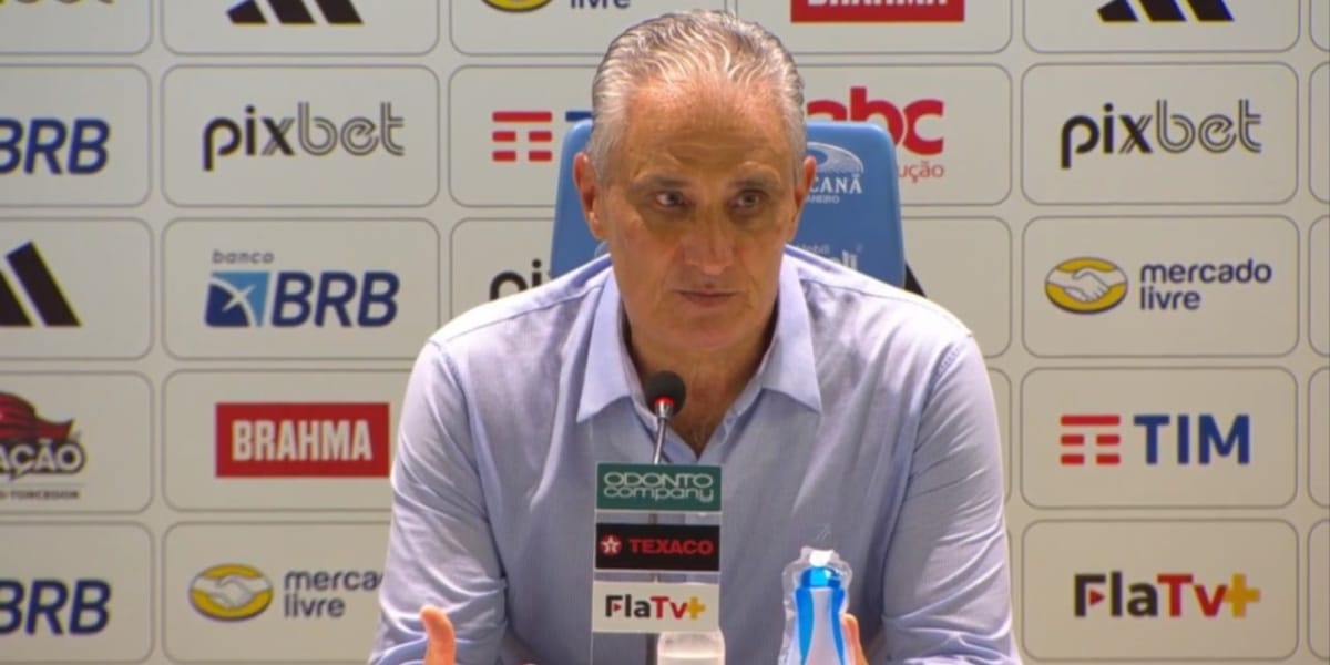 Tite em entrevista coletiva pelo Flamengo (Foto: Reprodução / Divulgação)