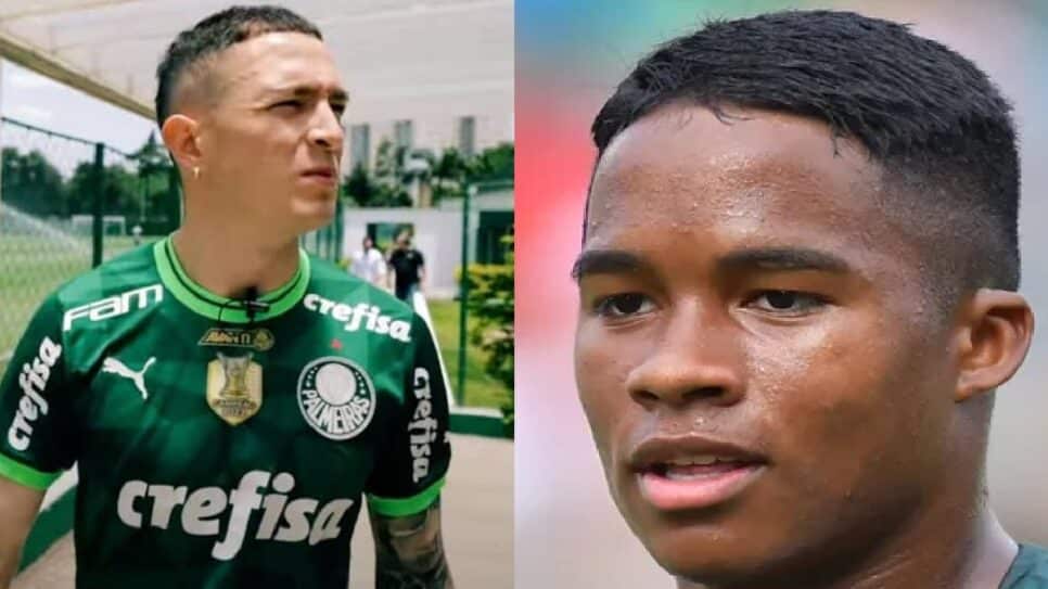 Aníbal e Endrick do Palmeiras de Abel (Foto: Reprodução; TV Palmeiras/ Colagem)